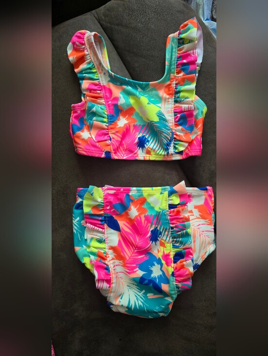Cat & Jack Other - Girls' Neon Tropical Two-Piece Swim Set - Multicolor
